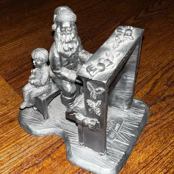 Vintage Rare Michael Ricker Pewter Sitting Santa & Cory Piano Limited Edition - Picture 2 of 12